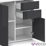 VICCO Comodino AVOLA Credenza Armadio multiuso Armadio Bianco