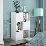 Libreria Scaffale in Legno Portaoggetti Organizer con 6 Cube 3 Ante Bianco