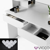 Vicco TOILETTA da trucco Charlotte Toilette Cassettone LED Bianco