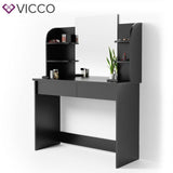 Vicco Toletta da trucco Charlotte Toilette Cassettone Specchio 142x108 cm Nero