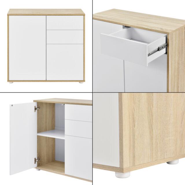 Credenza CONSOLE CASSETTIERA ARMADIO SOGGIORNO ARMADIO quercia/bianco –  Vicco