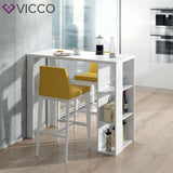 VICCO Tavolino bar NOEL Bancone da bar Bianco Nero Vani 120 x 105,6 x 60 cm