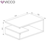 Vicco Tavolino da divano Guillermo Tavolino da salotto bianco sonoma 91x52