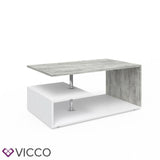 Vicco Tavolino da divano Guillermo Tavolino da salotto bianco cemento 91x52