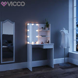 Vicco Toeletta Dekos Tavolo da trucco Specchiera Toilette LED Bianco