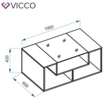 Vicco Tavolino da salotto Gabriel Tavolino scaffale 100 cm