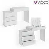 Vicco Toeletta da trucco Lotos bianco Toilette Toeletta Illuminazione a LED