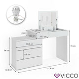 Vicco Toeletta da trucco Lotos bianco Toilette Toeletta Illuminazione a LED