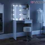 Vicco Toeletta Dekos Tavolo da trucco Specchiera Toilette LED Bianco + sgabello