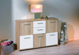 CREDENZA MODERNA MADIA KIT MOBILE BUFFET CON ANTE CASSETTI LEGNO BIANCO ROVERE