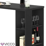 VICCO Tavolino bar Bancone da bar Bianco Nero Vani 120 x 105,6 x 60 cm
