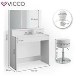 Vicco Toeletta da trucco Ruben bianco Specchio Toilette Toeletta make-up con cas