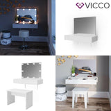 Vicco Toletta da trucco Alessia Toilette Cassettone Specchio A parete Bianco