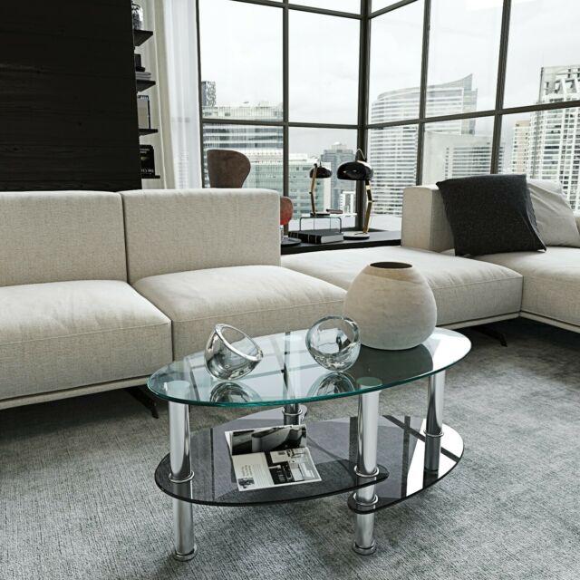 Tavolino da salotto con piano vetro grigio TU2