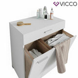 Vicco Cesta portabiancheria Matteo Mobile lavatrice Mobile bagno XL Bianco