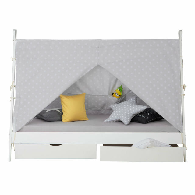 Lettino Tipi per bambini bianco letto casetta legno 90x200 cm