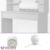 Vicco TOILETTA da trucco Charlotte Toilette Cassettone LED Bianco