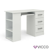 Vicco Scrivania Tavolo per ufficio Tavolo da lavoro Dallas bianco 3 cassetti