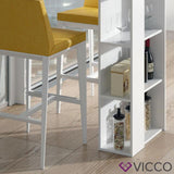 VICCO Tavolino bar NOEL Bancone da bar Bianco Nero Vani 120 x 105,6 x 60 cm