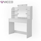 Vicco TOILETTA da trucco Charlotte Toilette Cassettone LED Bianco