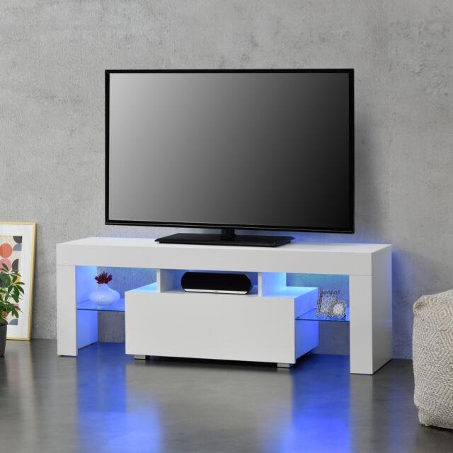 LED TV Board comò Lowboard Credenza Mensola RGB BIANCO LUCIDO – Vicco