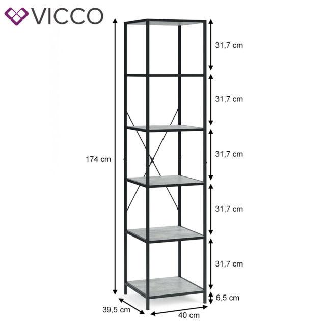 VICCO Loft Scaffale verticale Fyrk Libreria Scaffale da parete Legno Scaffale 17