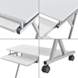 Scrivania Bianco Rollbar Tavolo Computer da Ufficio 60x40x75cm