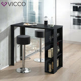 VICCO Tavolino bar NOEL Bancone da bar Bianco Nero Vani 120 x 105,6 x 60 cm