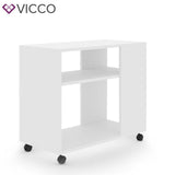 VICCO Tavolino di servizio ROLLI Tavolino da salotto Ruote Bianco Tavolino da po