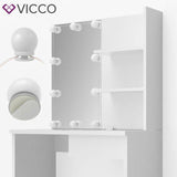 Vicco Toeletta Dekos Tavolo da trucco Specchiera Toilette LED Bianco