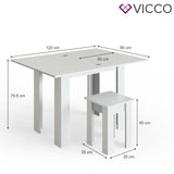 Tavolo da cucina Vicco Roman tavolo da pranzo bianco 120x90cm sgabello
