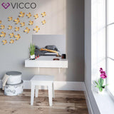 Vicco Toletta da trucco Alessia Toilette Cassettone Specchio A parete Bianco