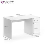 Vicco Scrivania Tavolo per ufficio Tavolo portacomputer Ruben 140x65cm Tavolo