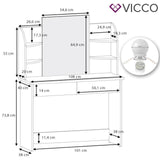 Vicco TOILETTA da trucco Charlotte Toilette Cassettone LED Bianco