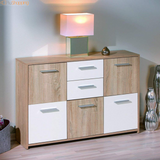 CREDENZA MODERNA MADIA KIT MOBILE BUFFET CON ANTE CASSETTI LEGNO BIANCO ROVERE