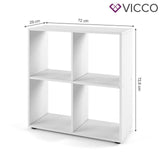 Vicco Divisorio stanze Tetra Libreria bianca con 4 scomparti Scaffale verticale