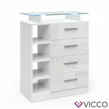 Vicco Cassettone Asti Credenza alta Illuminazione LED Ripiano in vetro Scaffale