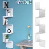 Vicco Scaffale ad angolo Snake Scaffale a parete Libreria Bianco