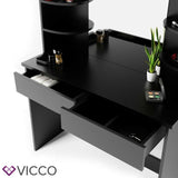 Vicco Toletta da trucco Charlotte Toilette Cassettone LED Nero