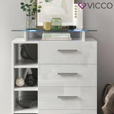 Vicco Cassettone Asti Credenza alta Illuminazione LED Ripiano in vetro Scaffale