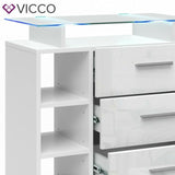 Vicco Cassettone Asti Credenza alta Illuminazione LED Ripiano in vetro Scaffale