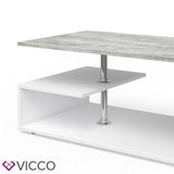 Vicco Tavolino da divano Guillermo Tavolino da salotto bianco cemento 91x52