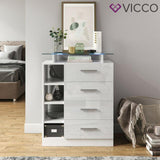 Vicco Cassettone Asti Credenza alta Illuminazione LED Ripiano in vetro Scaffale