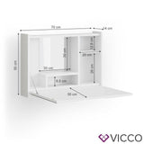 Vicco Toeletta da trucco Evie bianco incl. Specchio Toeletta da trucco da parete